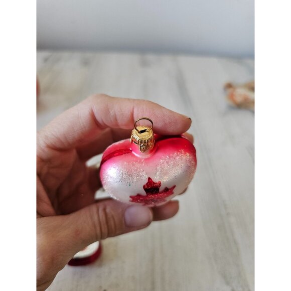 Vintage heart Canadian glass ornament Xmas tree set - Picture 10 of 11